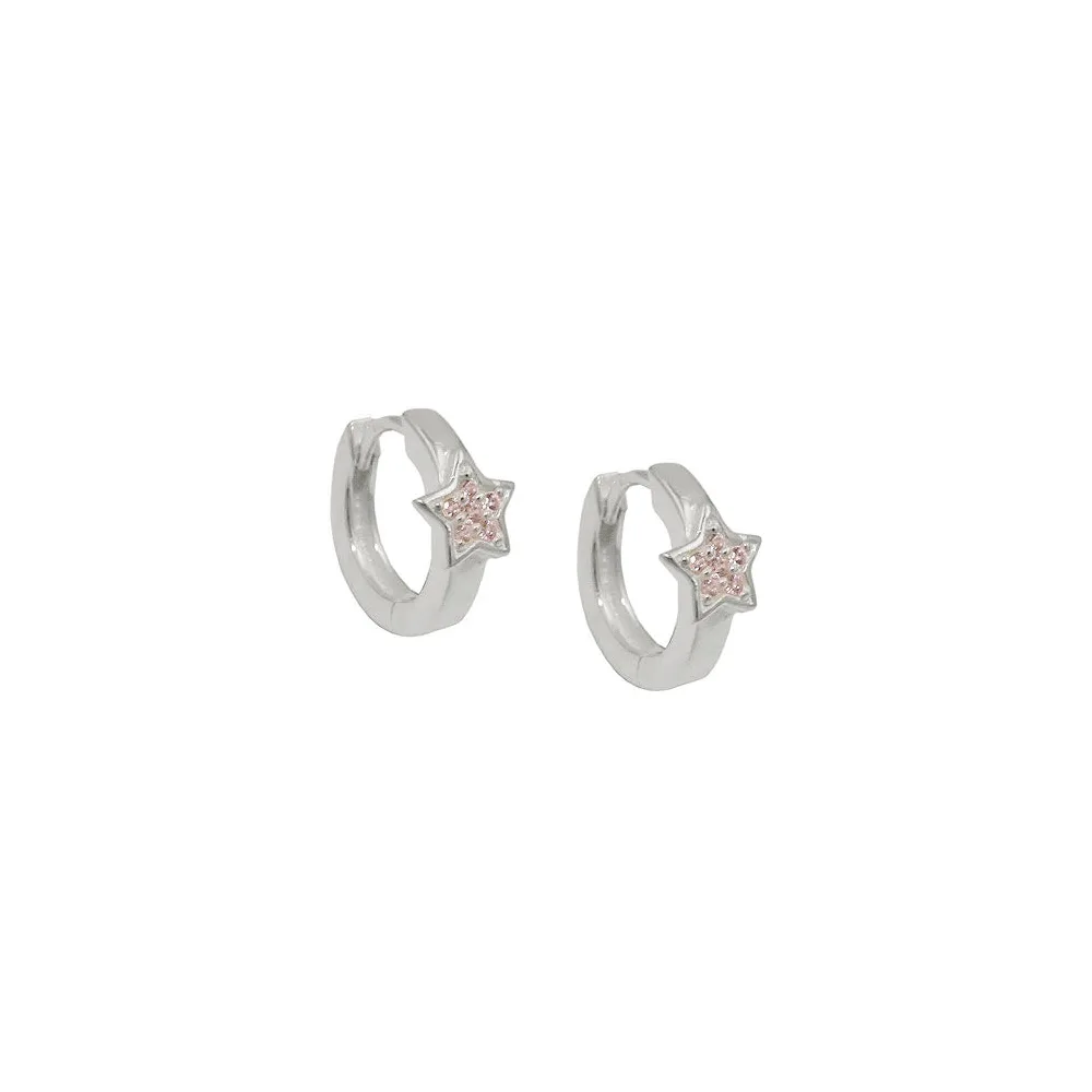 Creolen Stern mit Zirkonia pink Silber 925