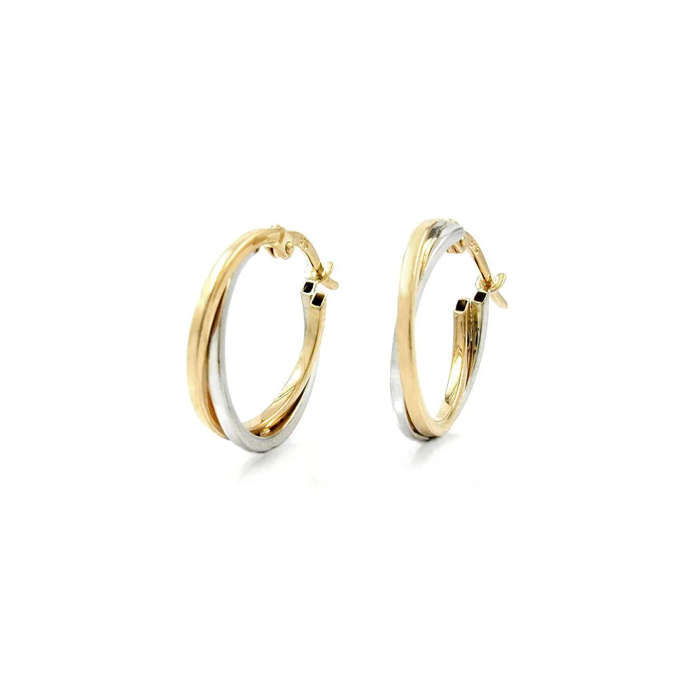 Creolen Gelbgold und Weißgold Gold 375