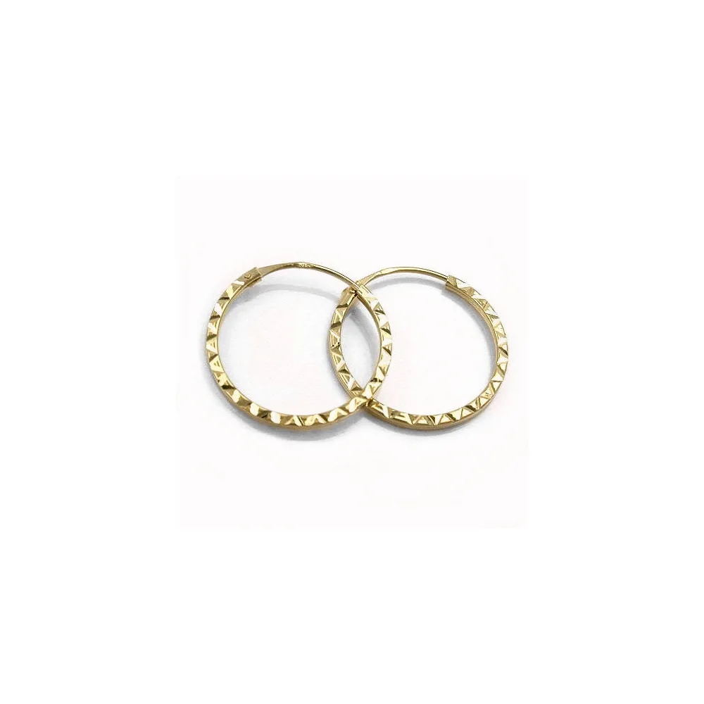 Creolen 15mm diamantiert glänzend 9Kt