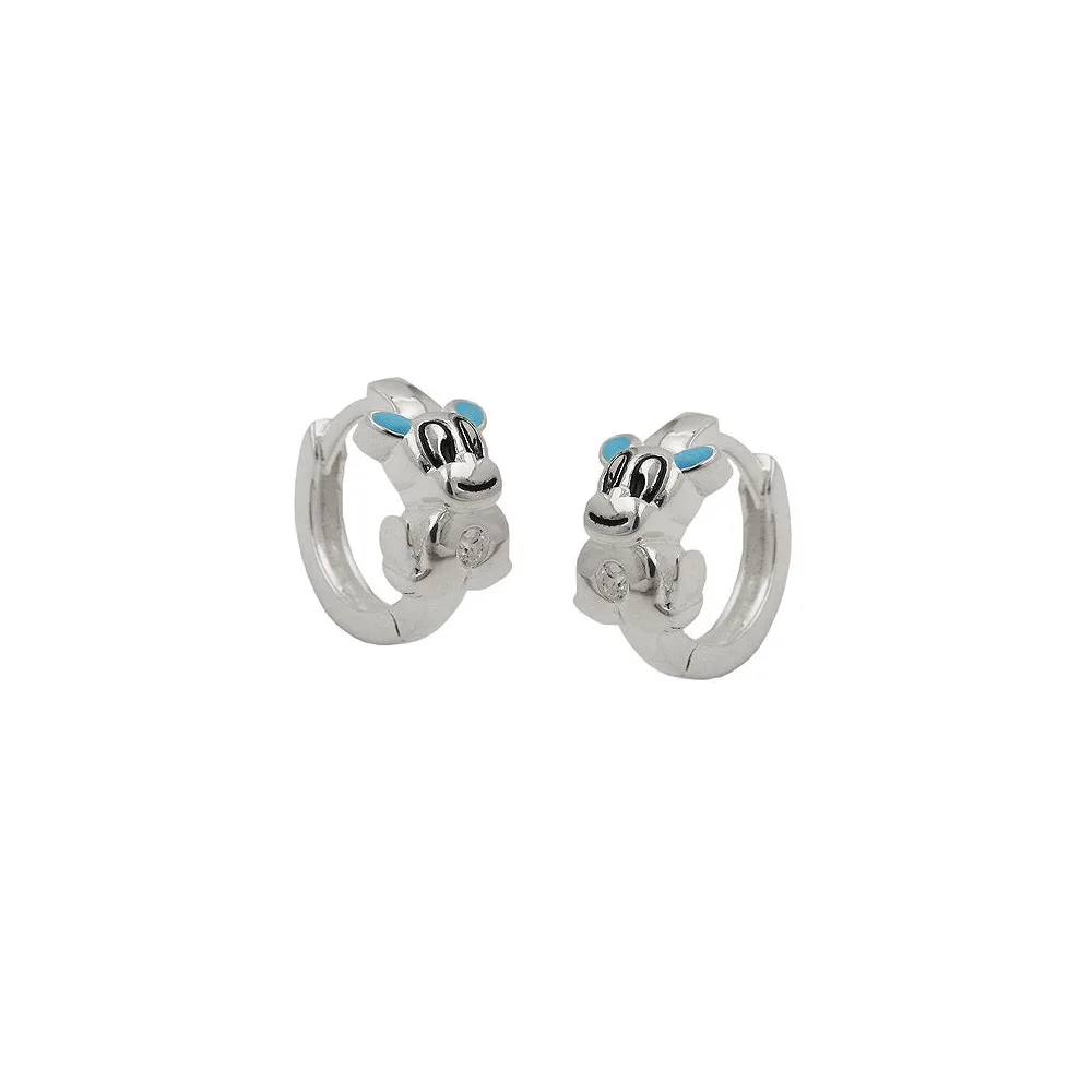 Creolen 12x2mm Hund hellblau Silber 925