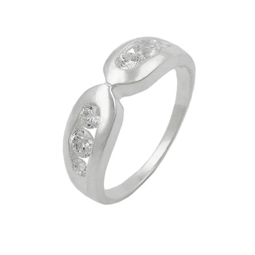 Ring 6mm mit 6x Zirkonia Silber 925-60