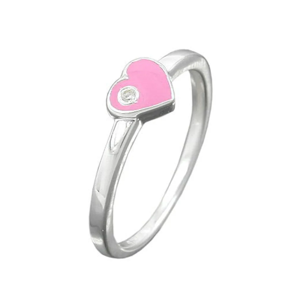 Ring Kinder Herz-pink Zirkonia Silber 925-46