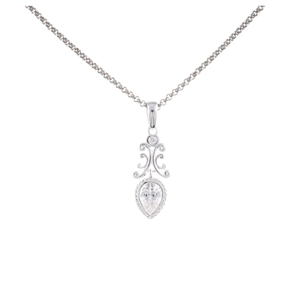 Anhänger mit Kette 925 Silber Zirkonia weiss