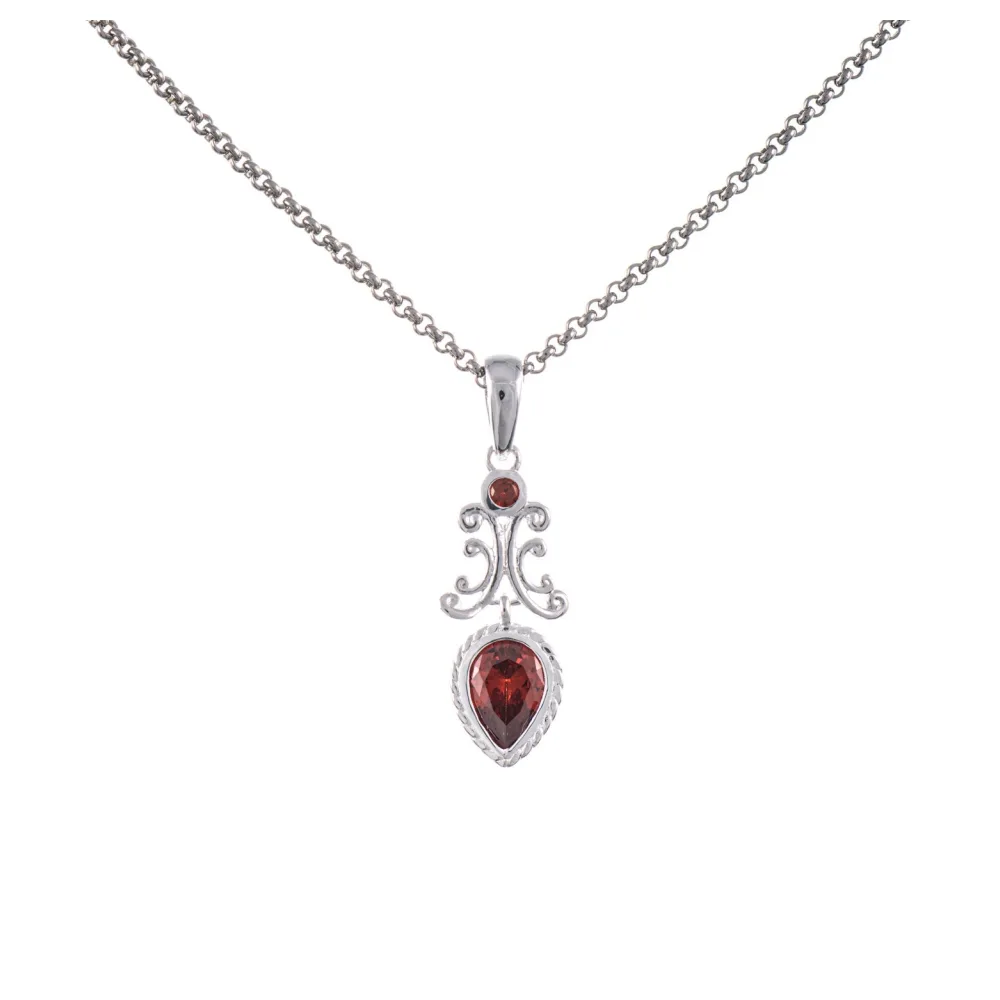 Anhänger mit Kette 925 Silber Zirkonia rot