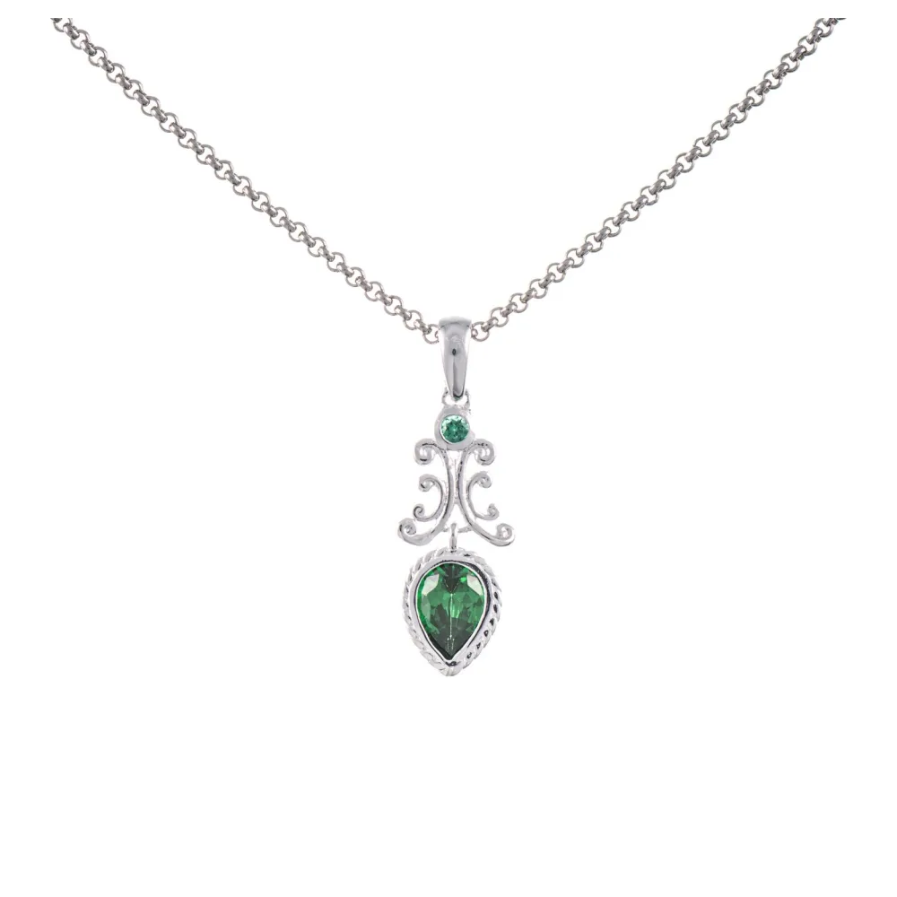 Anhänger mit Kette 925 Silber Zirkonia grün