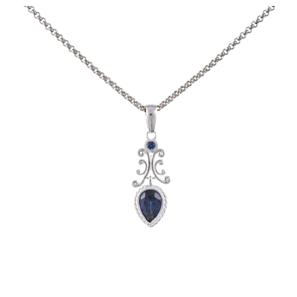 Anhänger mit Kette 925 Silber Zirkonia blau