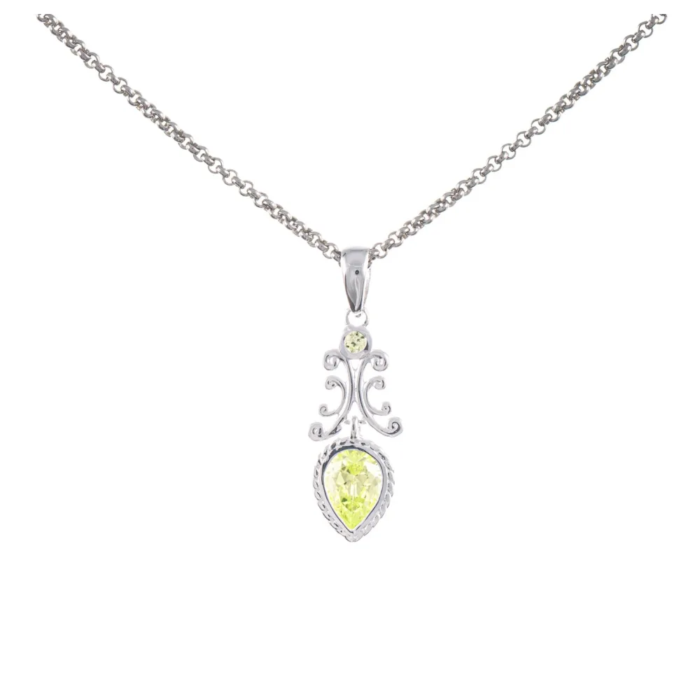 Anhänger mit Kette 925 Silber Zirkonia hellgrün