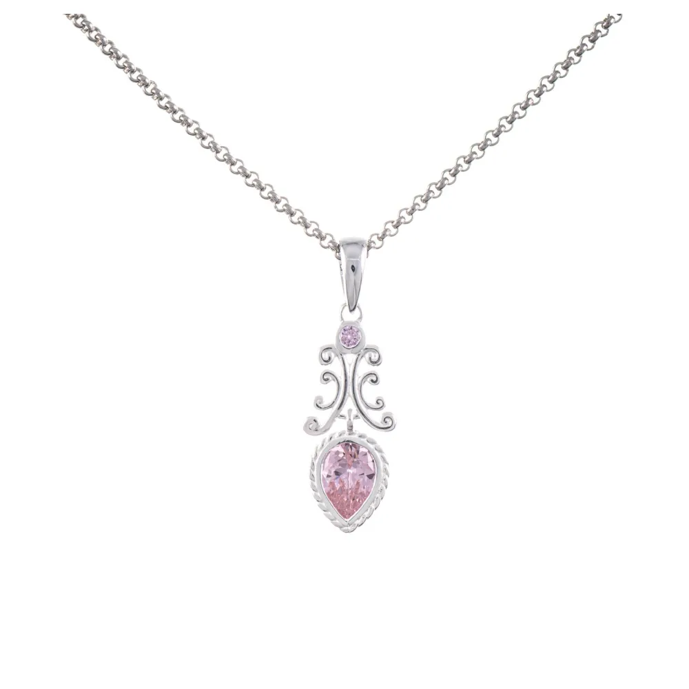 Anhänger mit Kette 925 Silber Zirkonia rosa