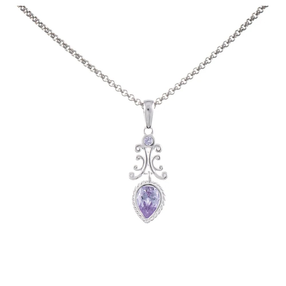 Anhänger mit Kette 925 Silber Zirkonia flieder