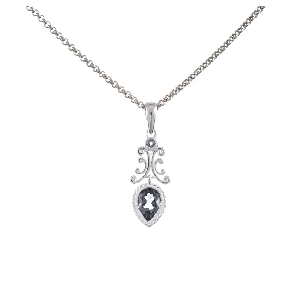 Anhänger mit Kette 925 Silber Zirkonia anthrazit