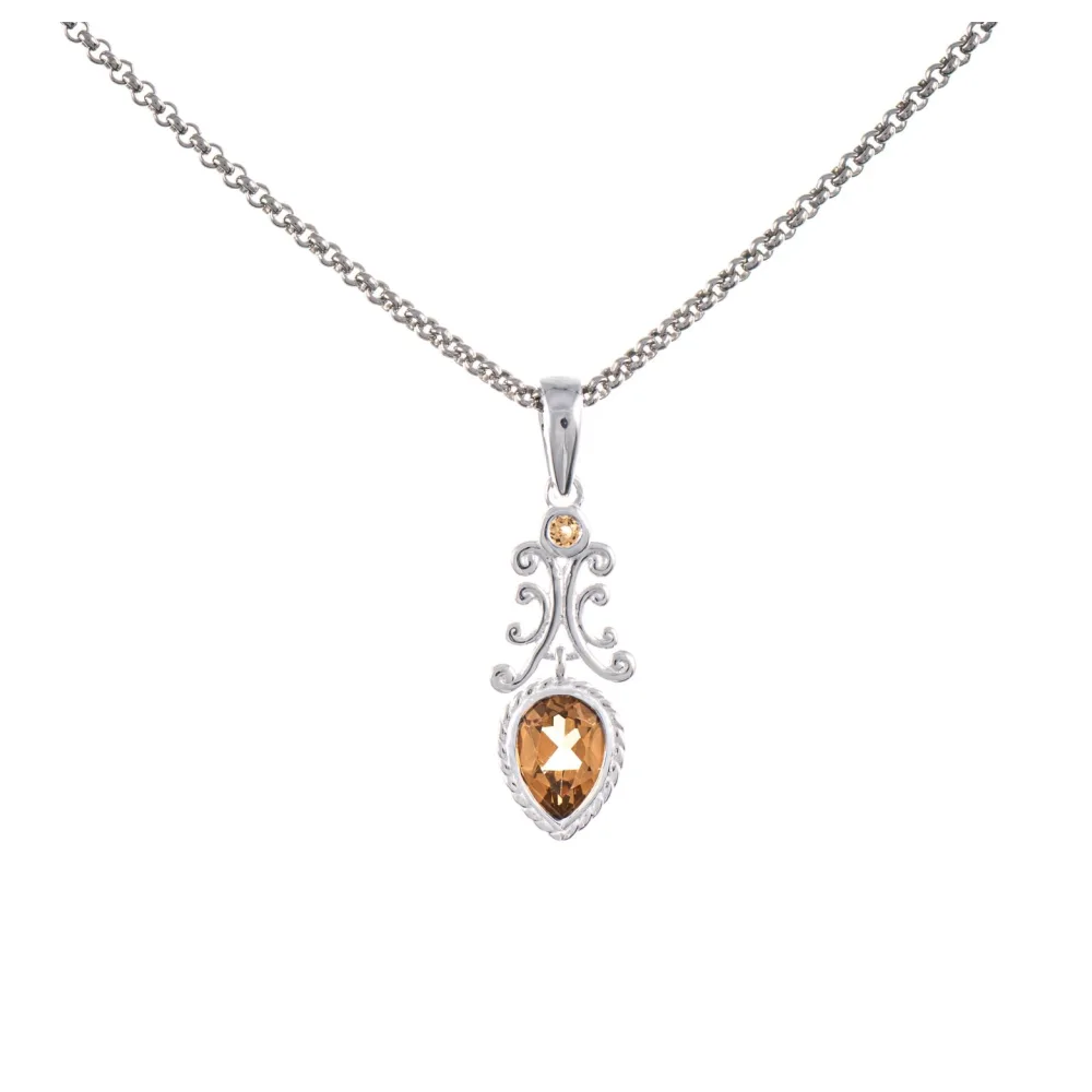 Anhänger mit Kette 925 Silber Zirkonia cognac