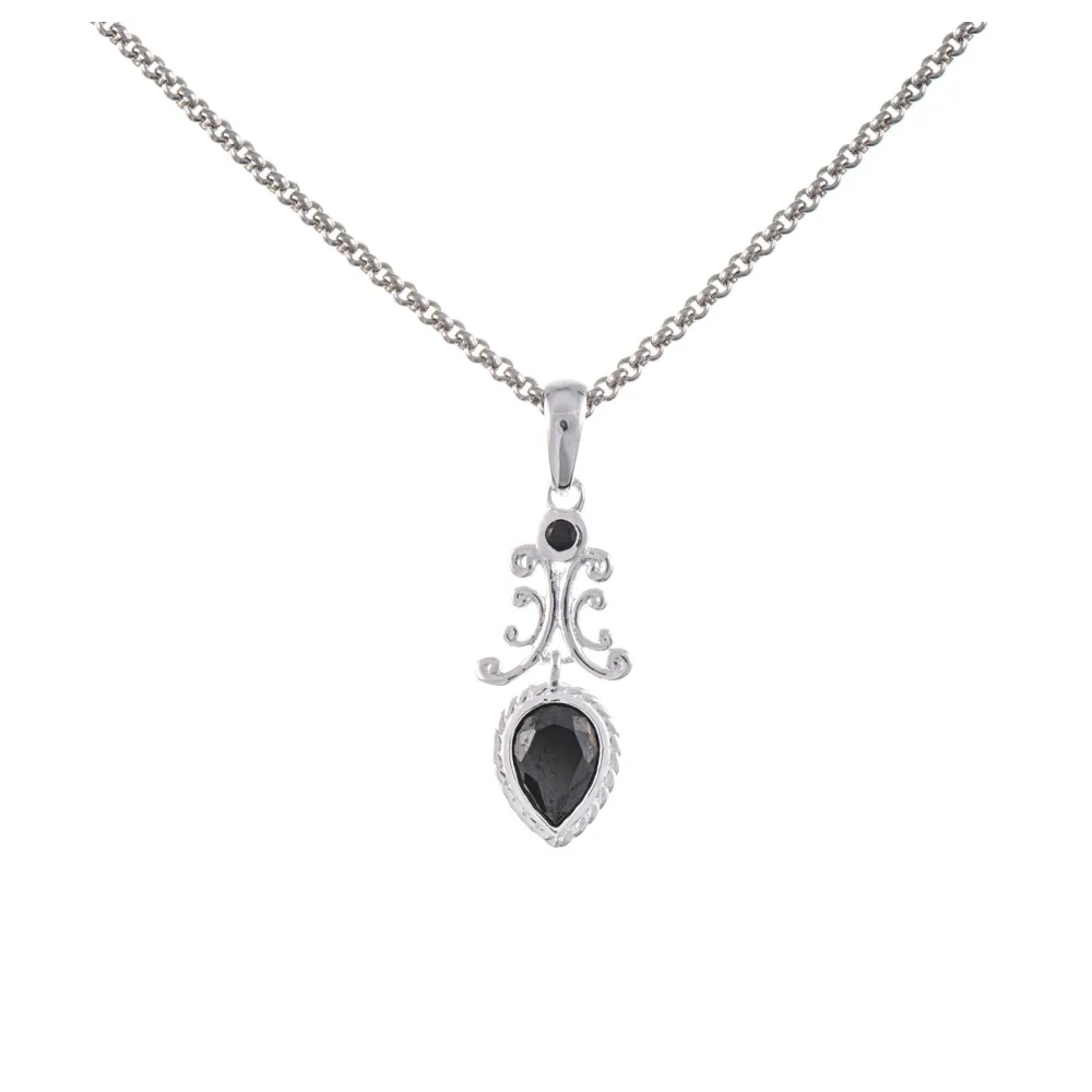 Anhänger mit Kette 925 Silber Zirkonia schwarz