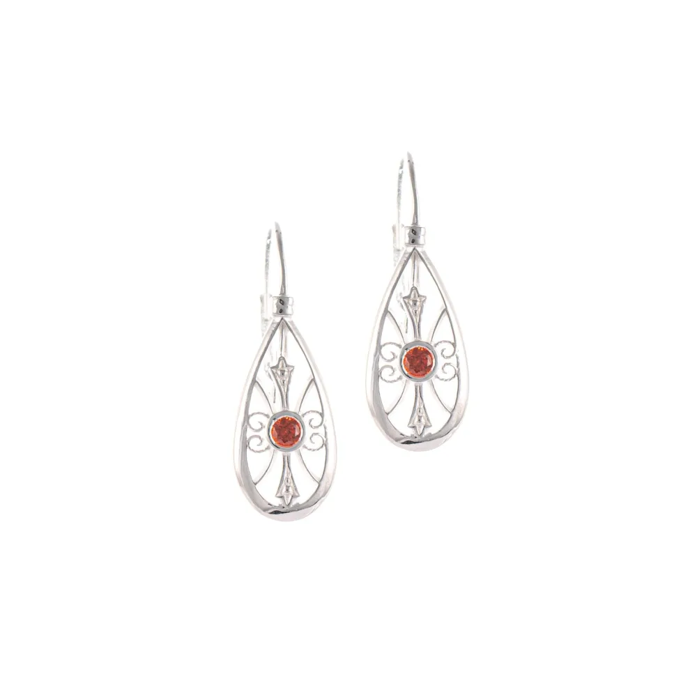 Ohrringe Bouton 925 Silber Zirkonia rot
