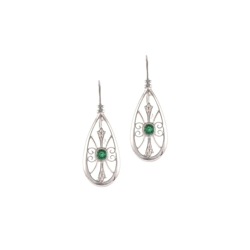 Ohrringe Bouton 925 Silber Zirkonia grün