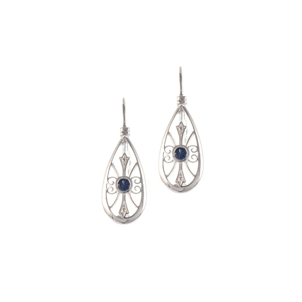 Ohrringe Bouton 925 Silber Zirkonia blau