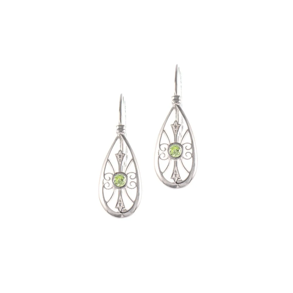 Ohrringe Bouton 925 Silber Zirkonia hellgrün