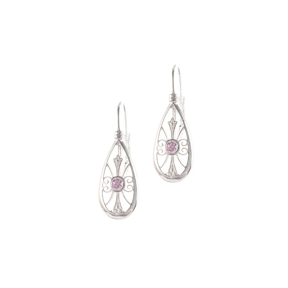 Ohrringe Bouton 925 Silber Zirkonia rosa