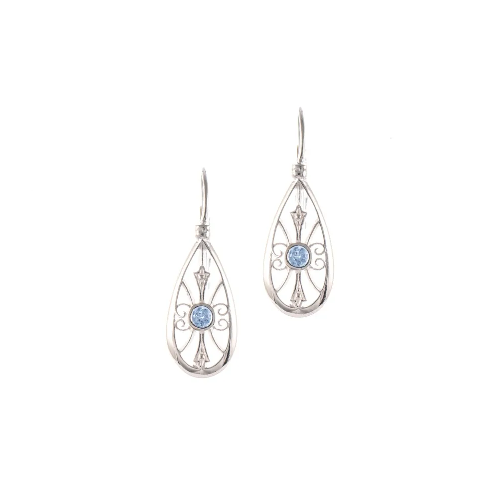 Ohrringe Bouton 925 Silber Zirkonia hellblau