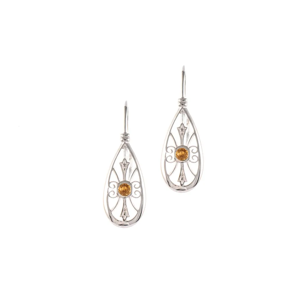 Ohrringe Bouton 925 Silber Zirkonia cognac