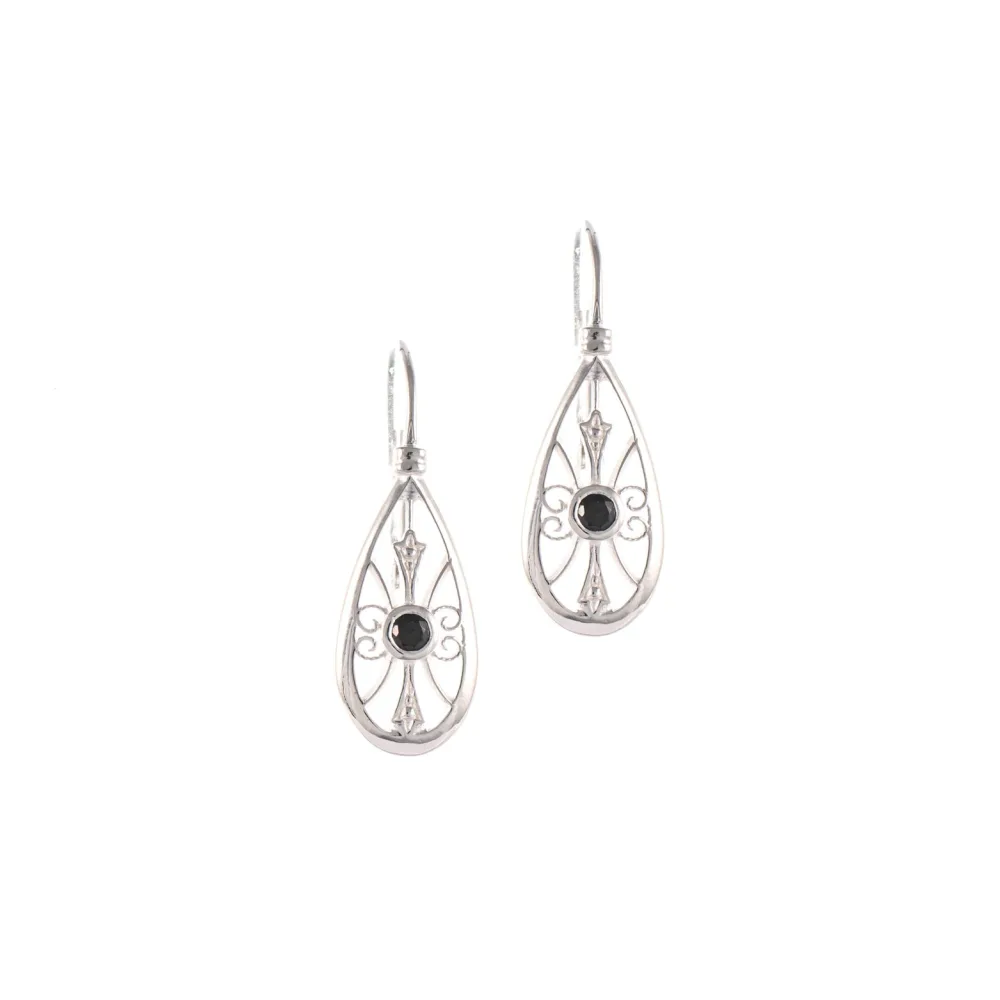Ohrringe Bouton 925 Silber Zirkonia schwarz