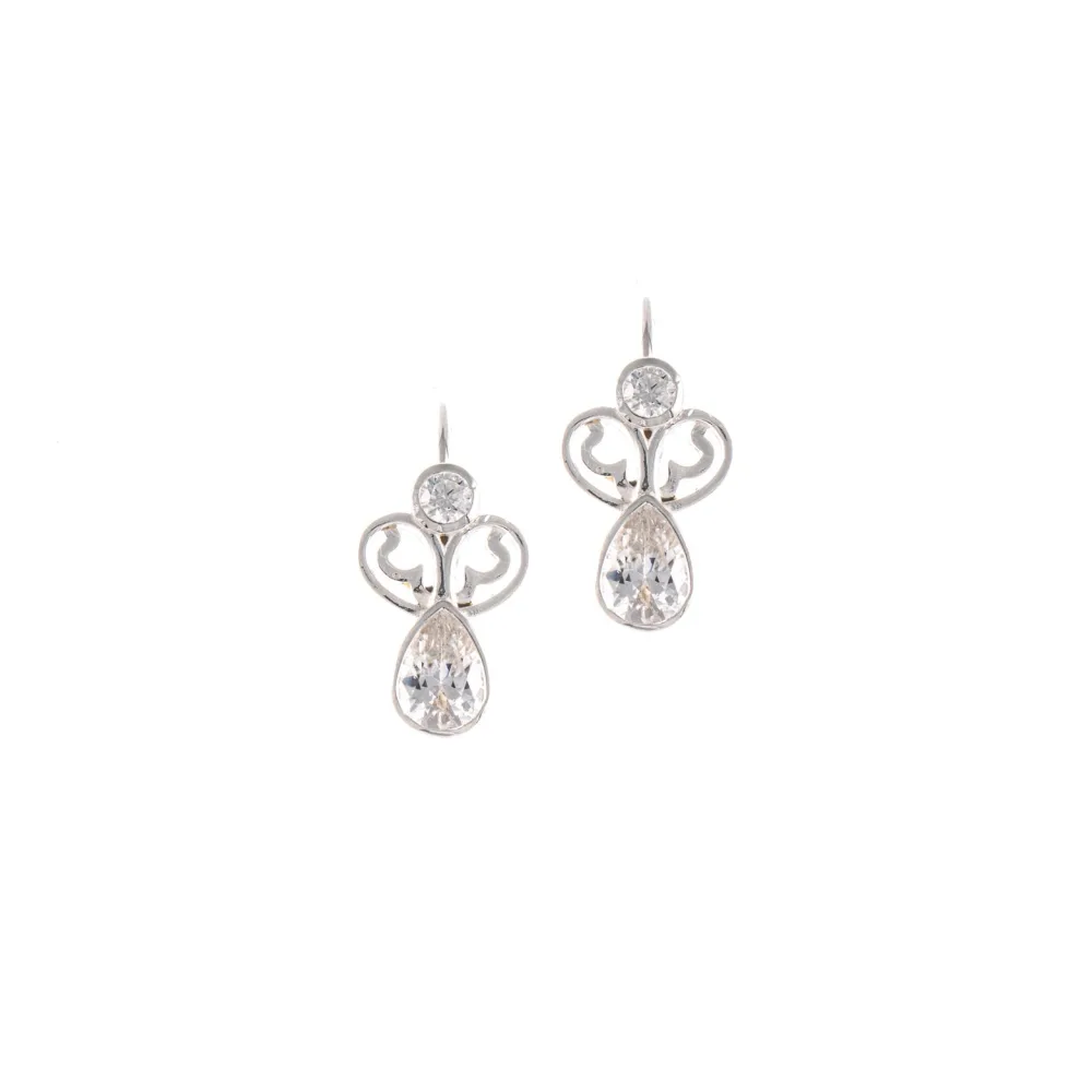 Ohrringe Bouton 925 Silber Zirkonia weiss