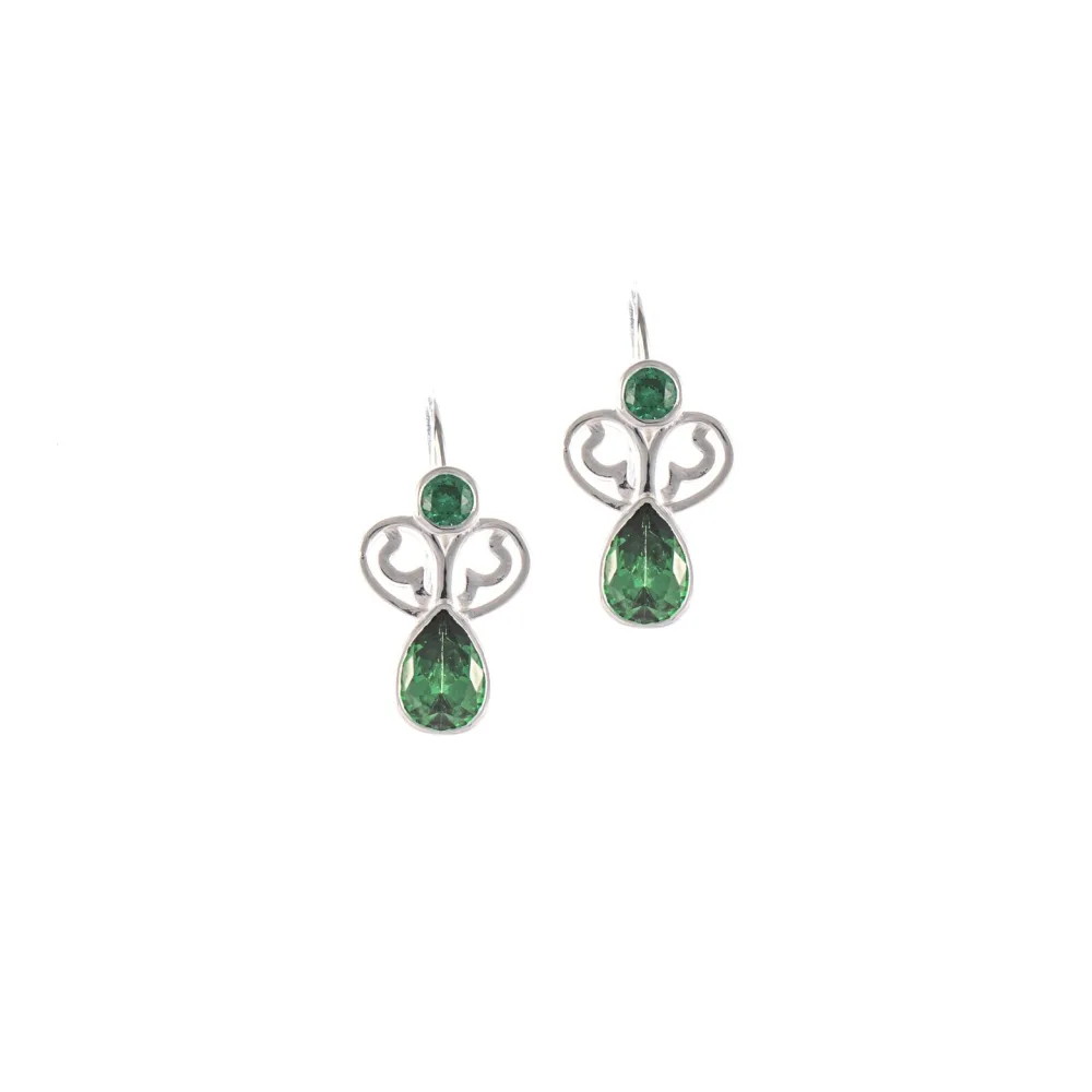 Ohrringe Bouton 925 Silber Zirkonia grün