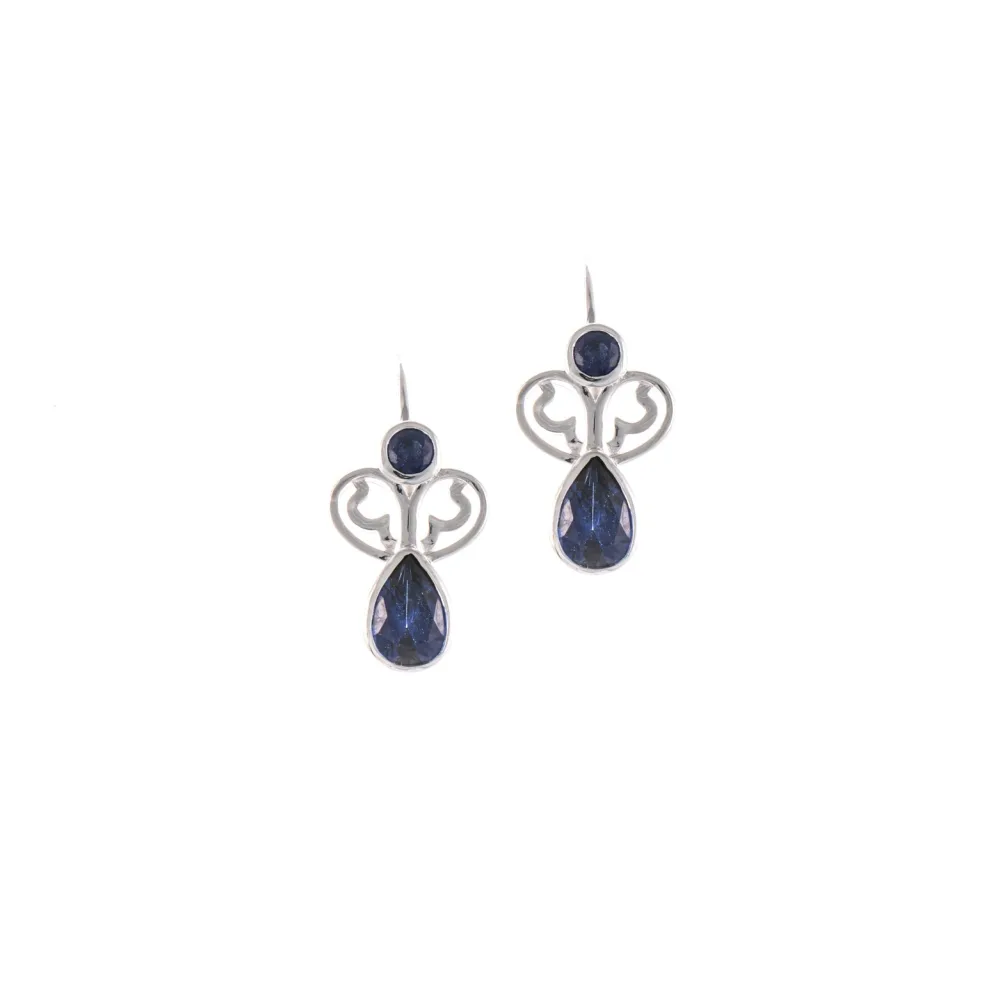 Ohrringe Bouton 925 Silber Zirkonia blau