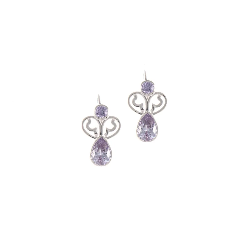 Ohrringe Bouton 925 Silber Zirkonia flieder