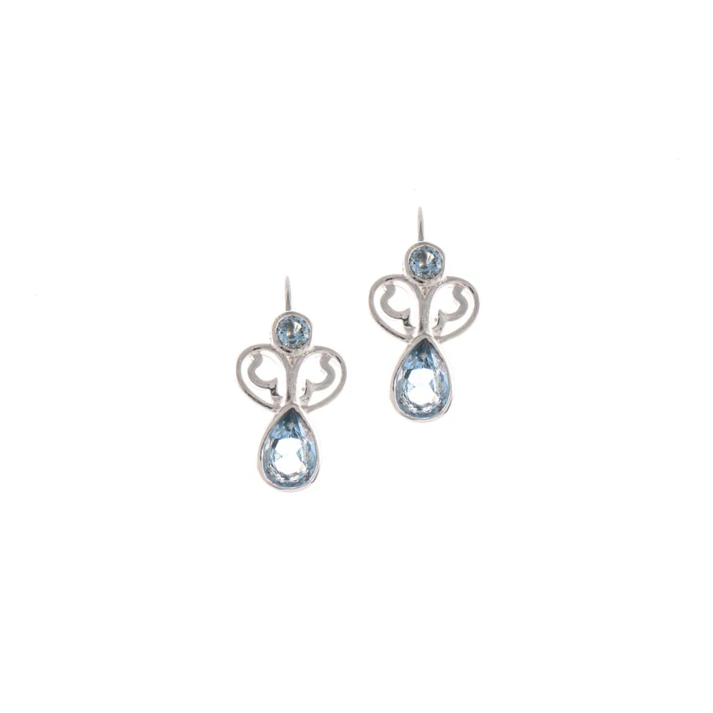 Ohrringe Bouton 925 Silber Zirkonia hellblau