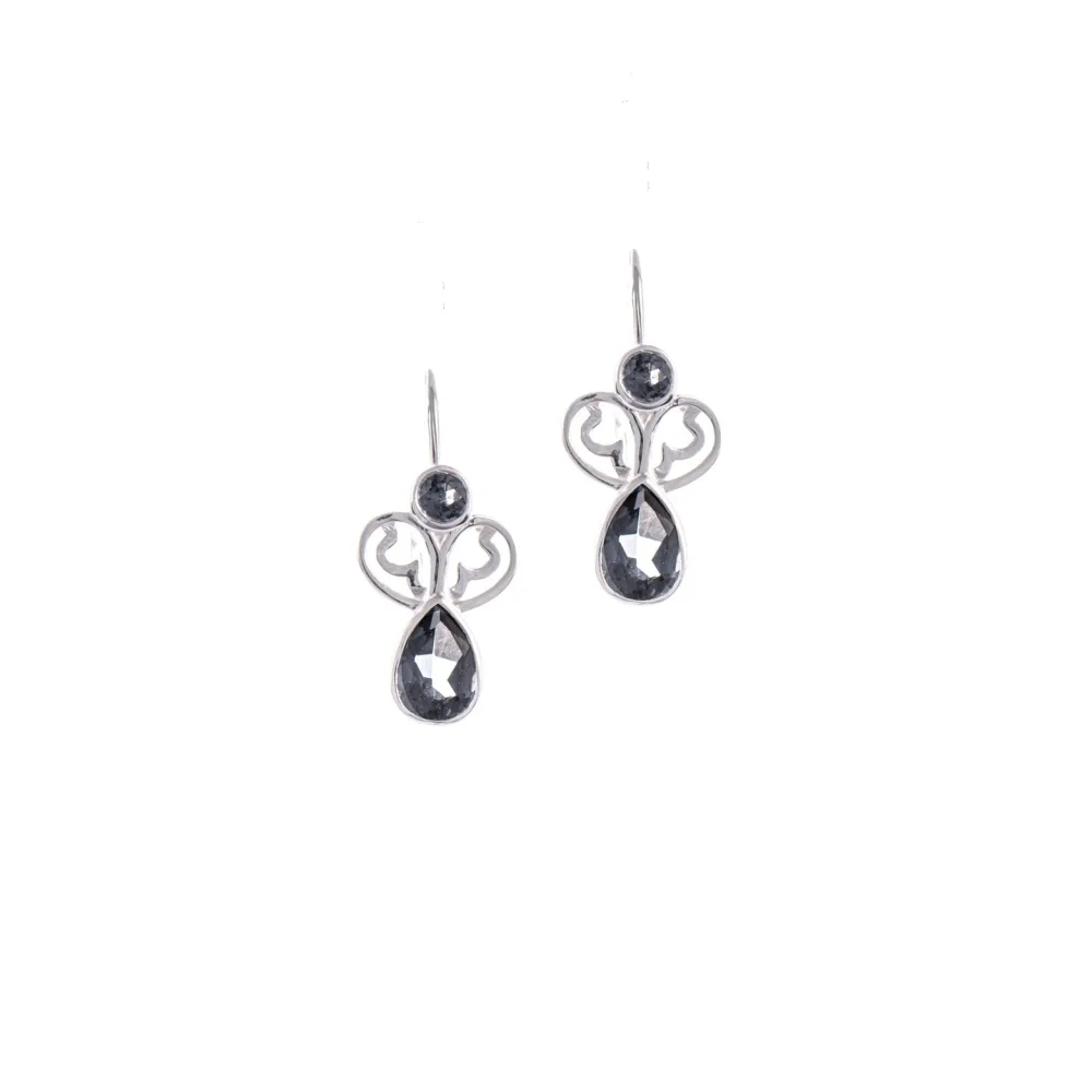 Ohrringe Bouton 925 Silber Zirkonia anthrazit