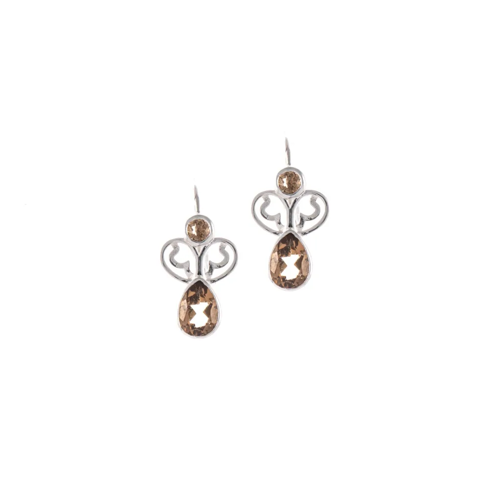 Ohrringe Bouton 925 Silber Zirkonia cognac