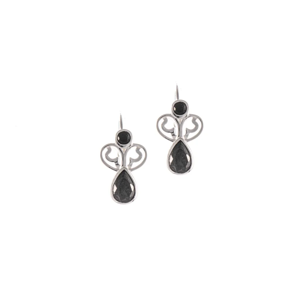 Ohrringe Bouton 925 Silber Zirkonia schwarz