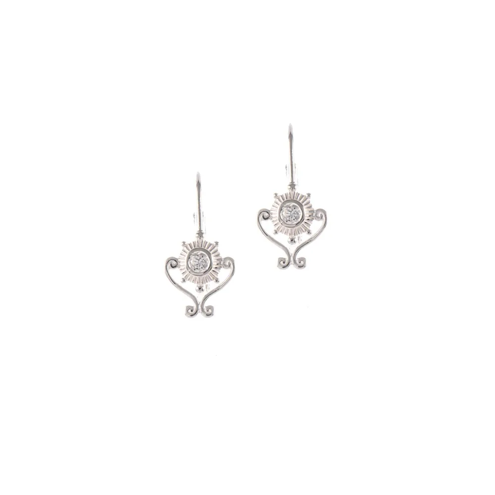 Ohrringe Bouton 925 Silber Zirkonia weiss