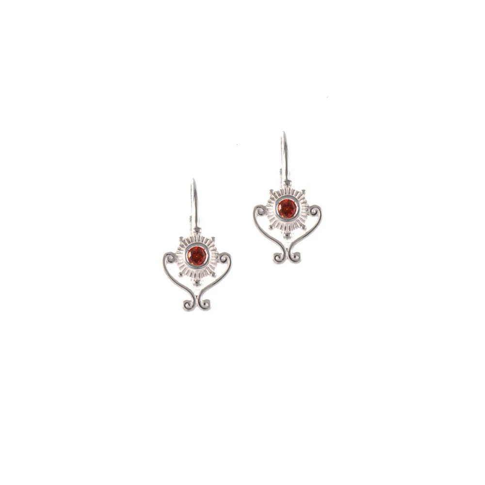 Ohrringe Bouton 925 Silber Zirkonia rot