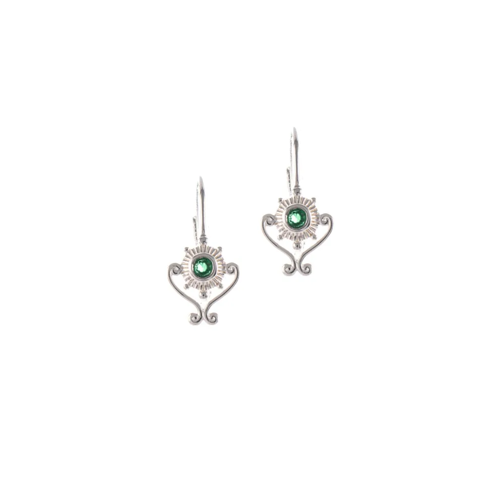 Ohrringe Bouton 925 Silber Zirkonia grün