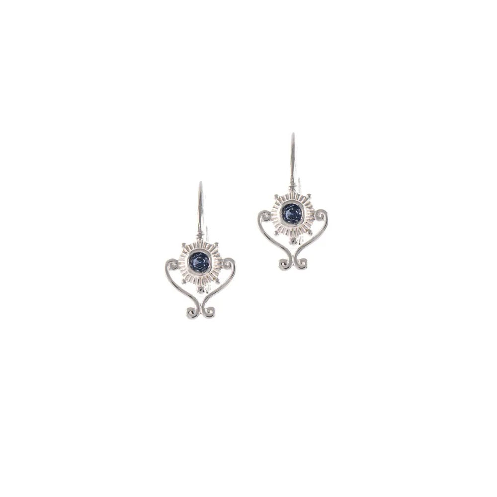 Ohrringe Bouton 925 Silber Zirkonia blau