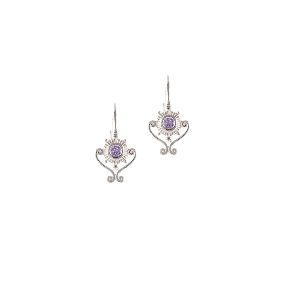 Ohrringe Bouton 925 Silber Zirkonia flieder