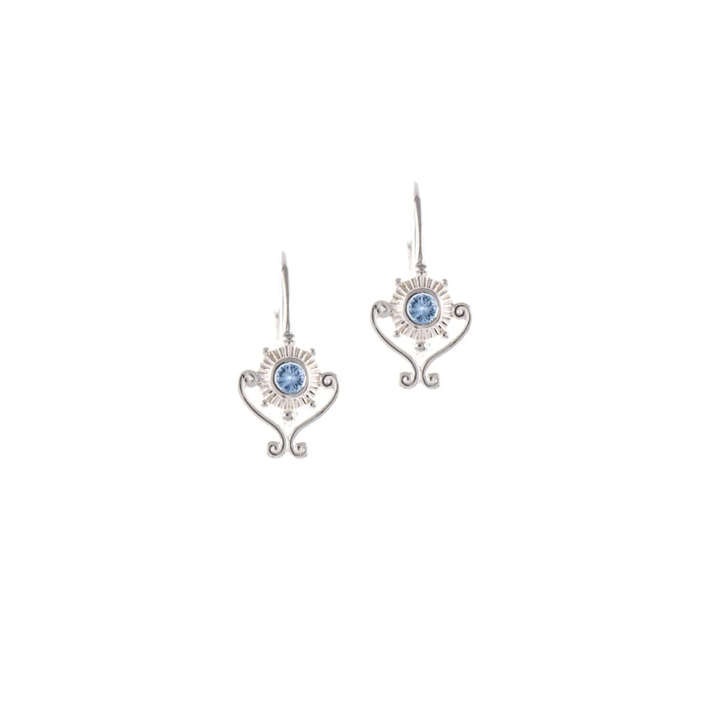 Ohrringe Bouton 925 Silber Zirkonia hellblau