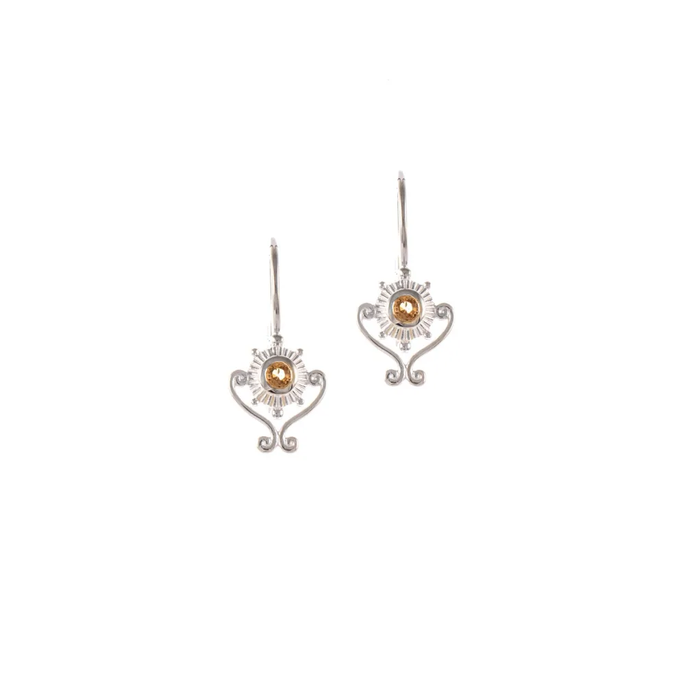 Ohrringe Bouton 925 Silber Zirkonia cognac
