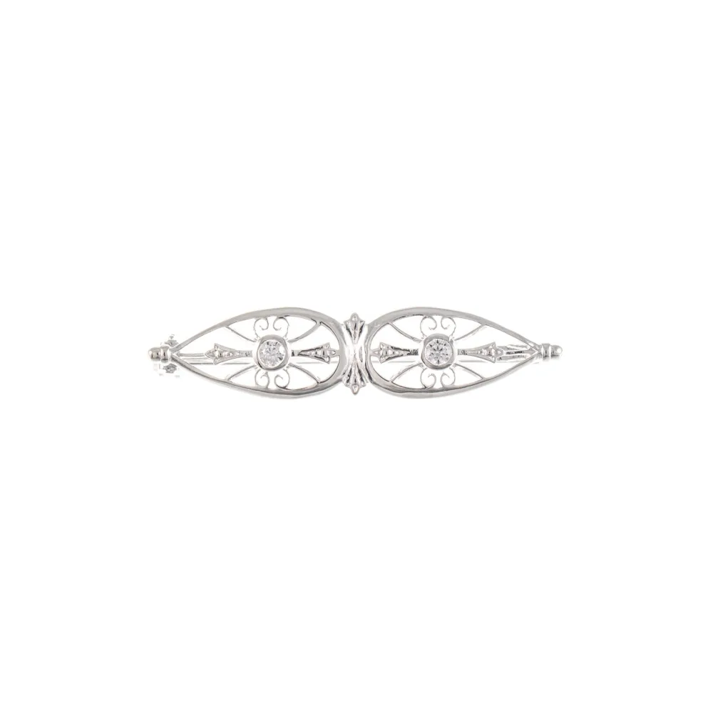 Brosche 925 Silber Zirkonia weiss