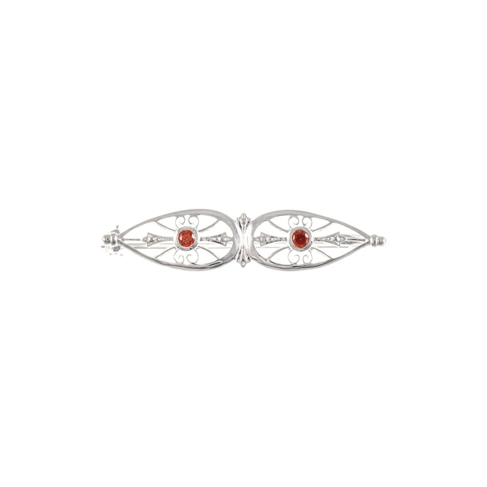 Brosche 925 Silber Zirkonia rot