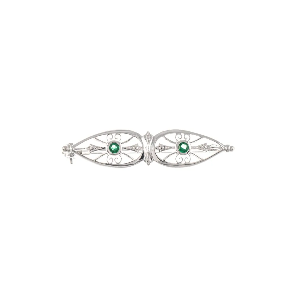 Brosche 925 Silber Zirkonia grün