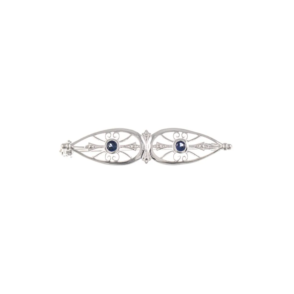 Brosche 925 Silber Zirkonia blau