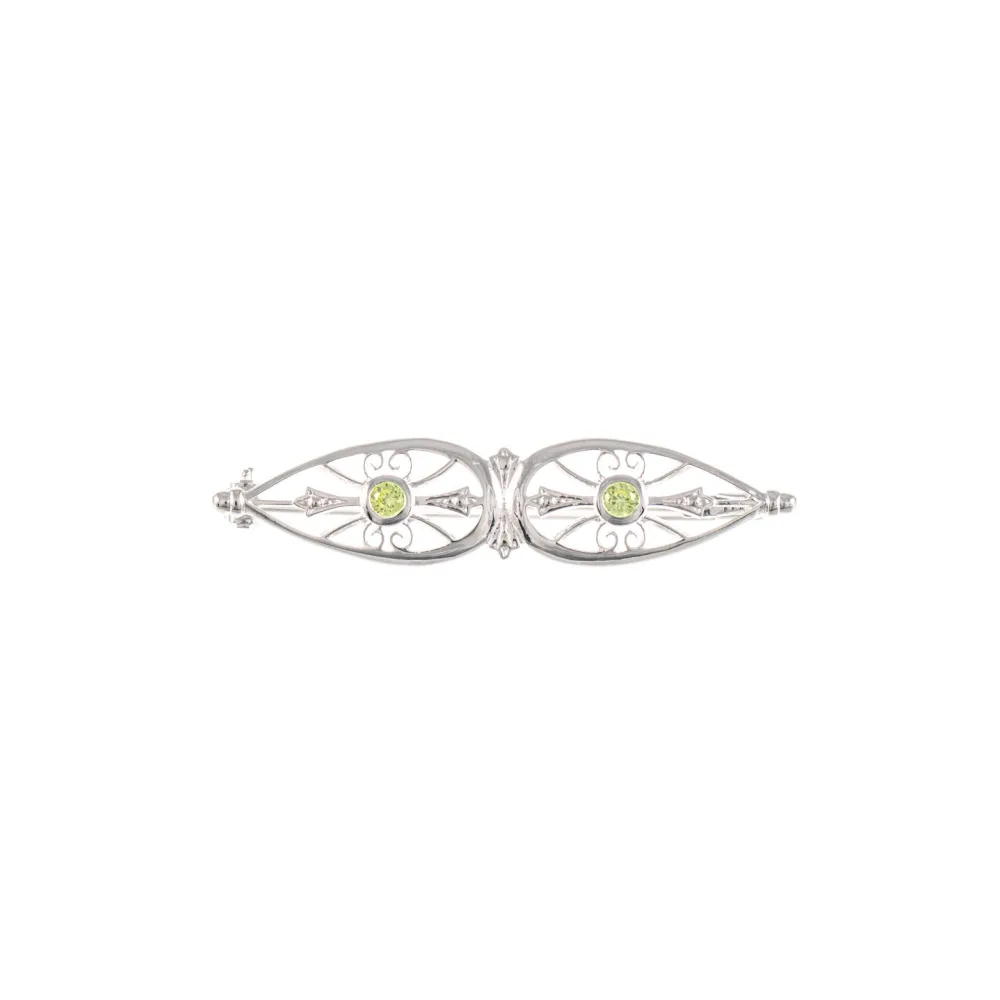 Brosche 925 Silber Zirkonia hellgrün