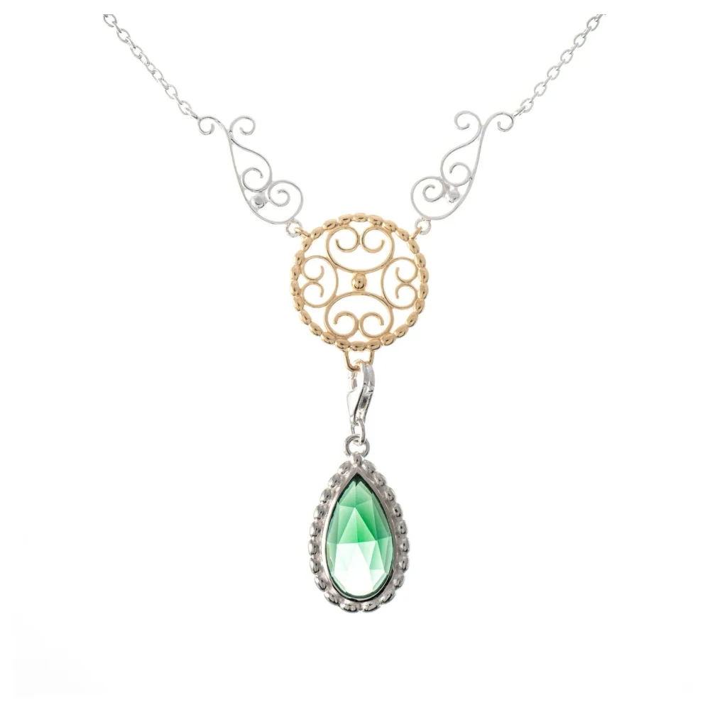 Collier Signature 925 Silber teilvergoldet mit wechselbarem Stein grün