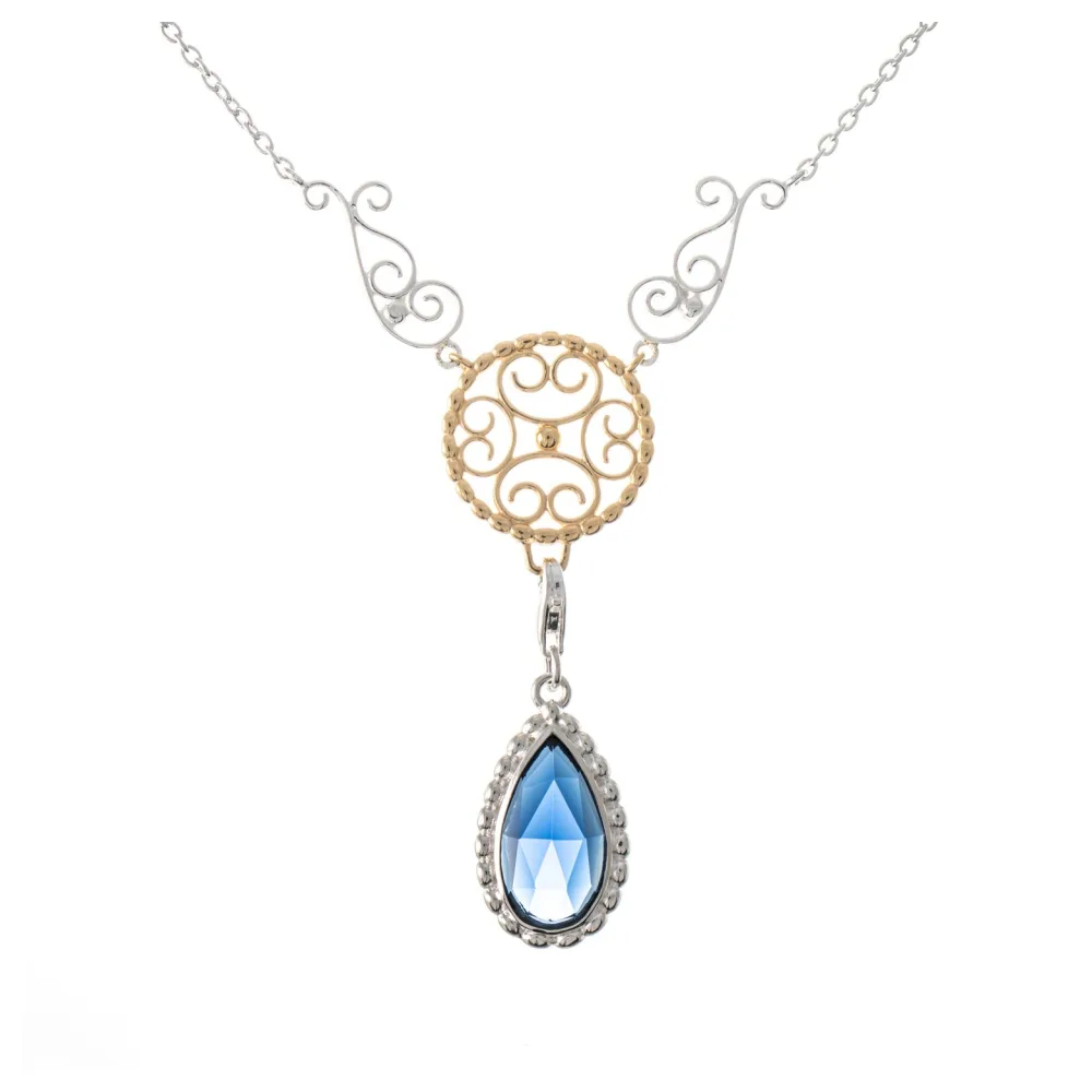 Collier Signature 925 Silber teilvergoldet mit wechselbarem Stein blau