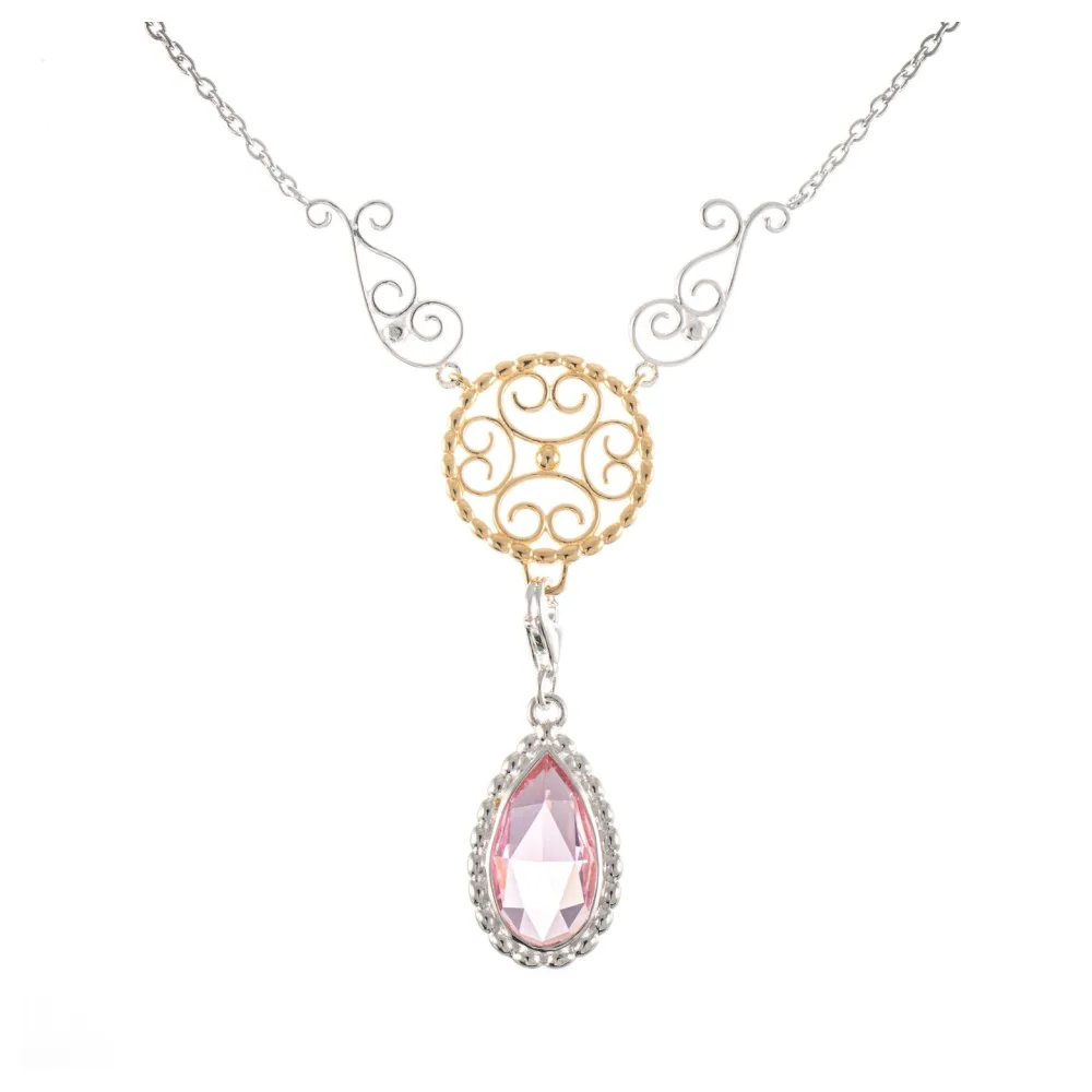 Collier Signature 925 Silber teilvergoldet mit wechselbarem Stein rosa