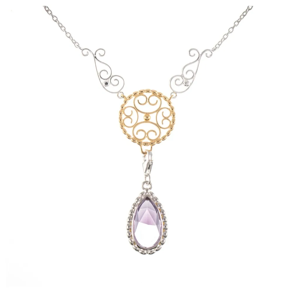 Collier Signature 925 Silber teilvergoldet mit wechselbarem Stein flieder