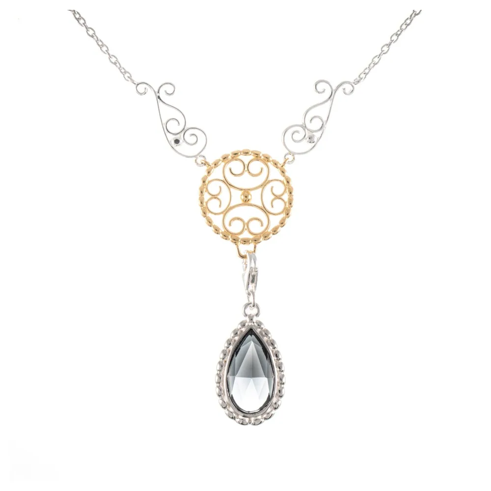 Collier Signature 925 Silber teilvergoldet mit wechselbarem Stein anthrazit