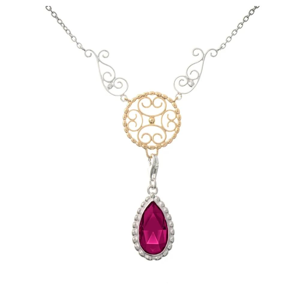 Collier Signature 925 Silber teilvergoldet mit wechselbarem Stein beere